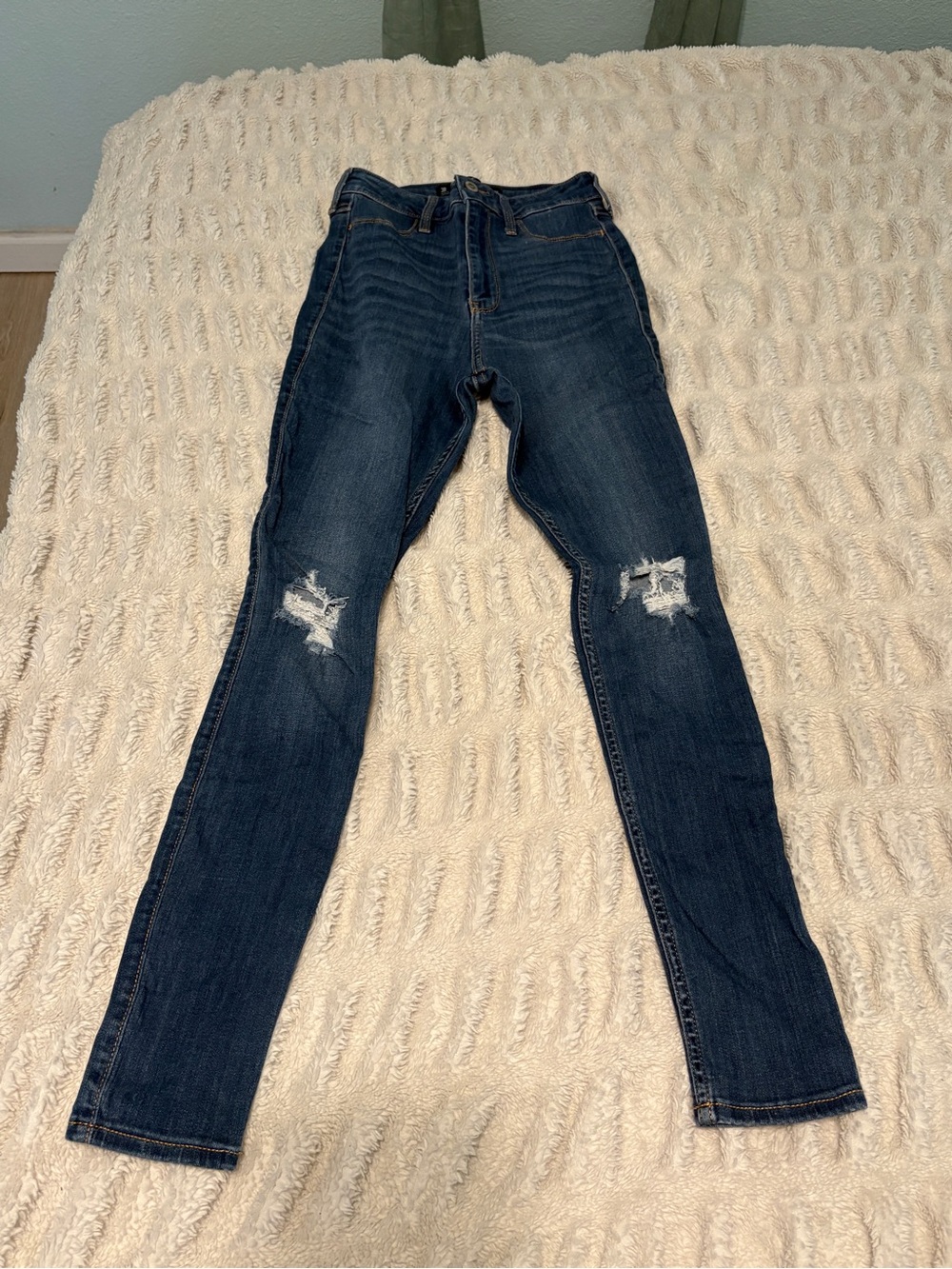 Hollister Medium-Dark Blue Distressed Skinny Jeans